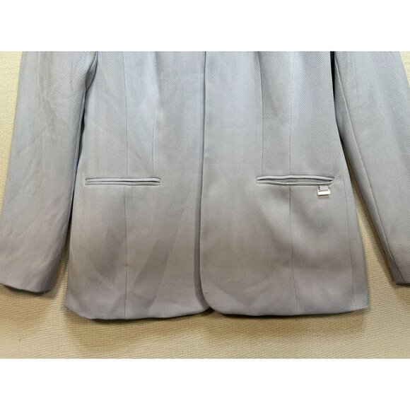 Calvin Klein Women's Open Front Pleated Blazer Long Sleeve Size 4 Light Blue - Picture 8 of 14